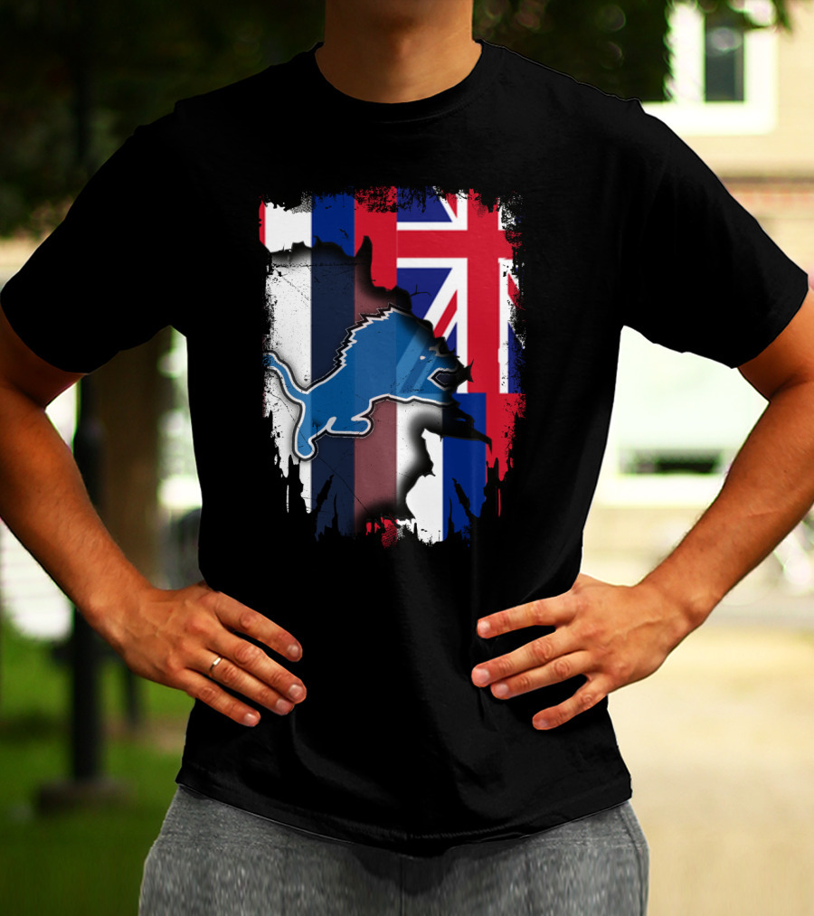 Hawaii Union Jack Detroit Lions Collaboration T-Shirt