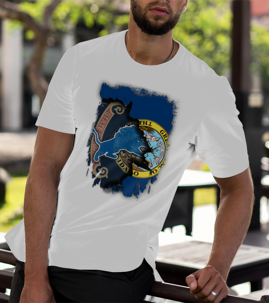 Idaho State Seal With Detroit Lions Collaboration T-Shirt