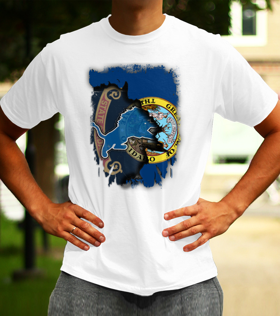 Idaho State Seal With Detroit Lions Collaboration T-Shirt