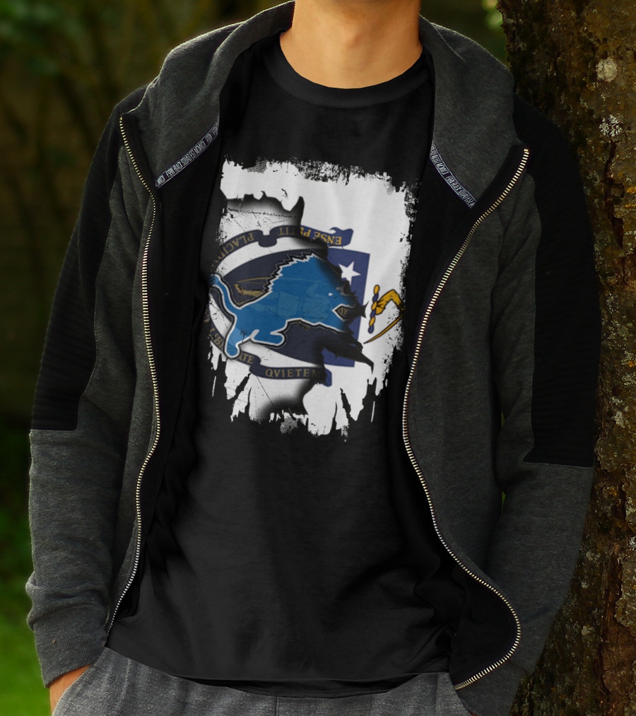 Detroit Lions And Massachusetts Flag United T-Shirt