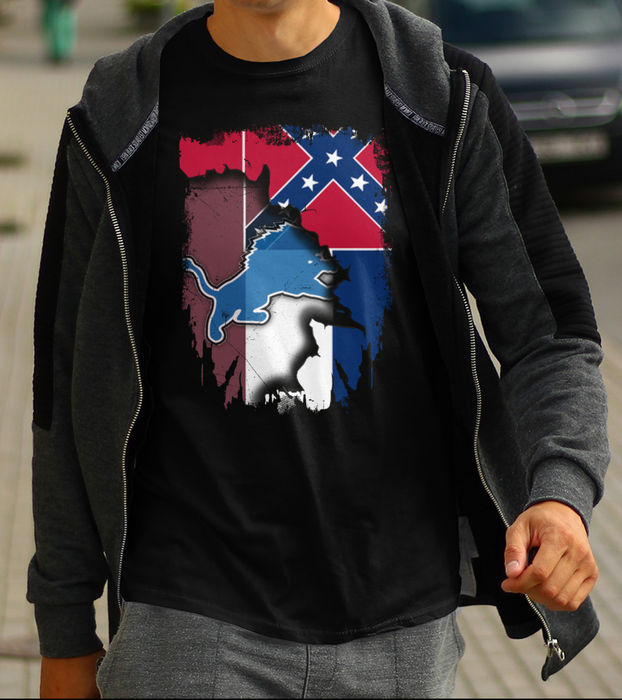 Mississippi Lions With Confederate Flag T-Shirt