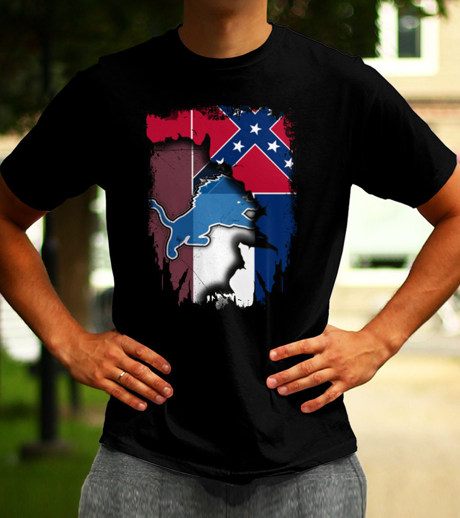 Mississippi Lions With Confederate Flag T-Shirt