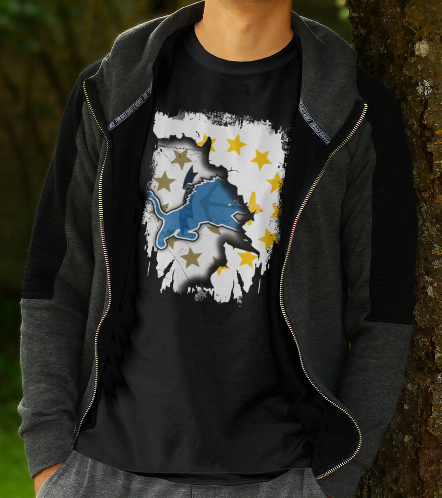 Together Rhode Island With Detroit Lions Stars T-Shirt