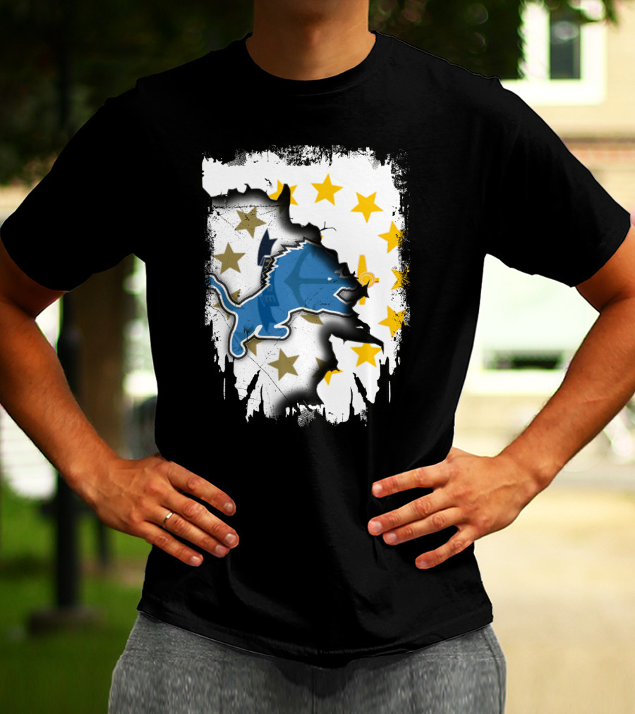 Together Rhode Island With Detroit Lions Stars T-Shirt