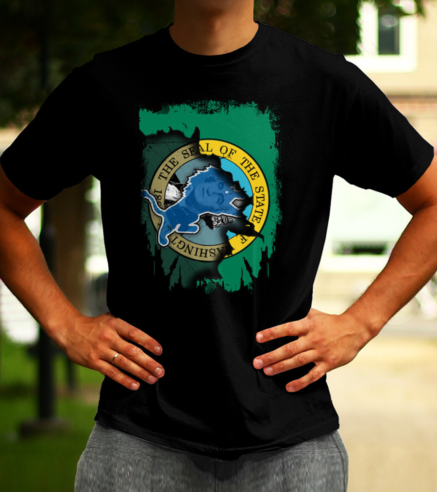 Washington State Seal And Blue Lion Together T-Shirt