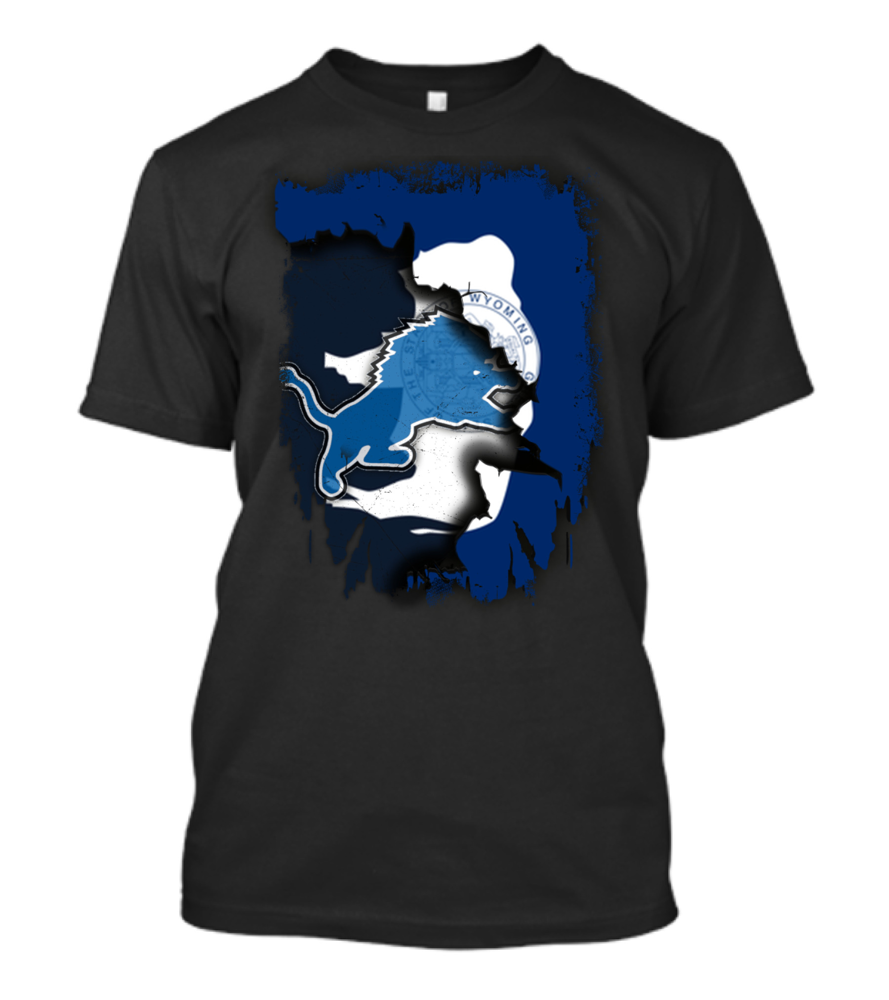 Wyoming Pride With Blue Lion Emblem T-Shirt