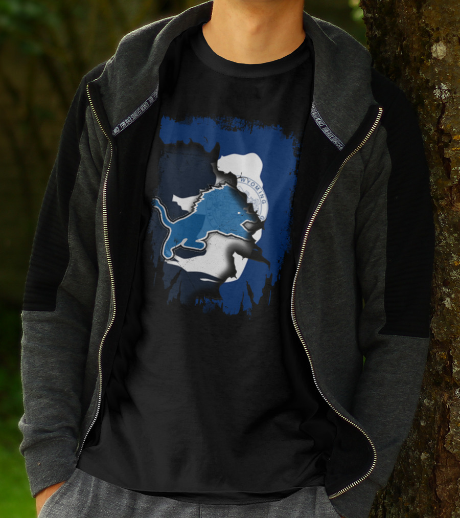 Wyoming Pride With Blue Lion Emblem T-Shirt