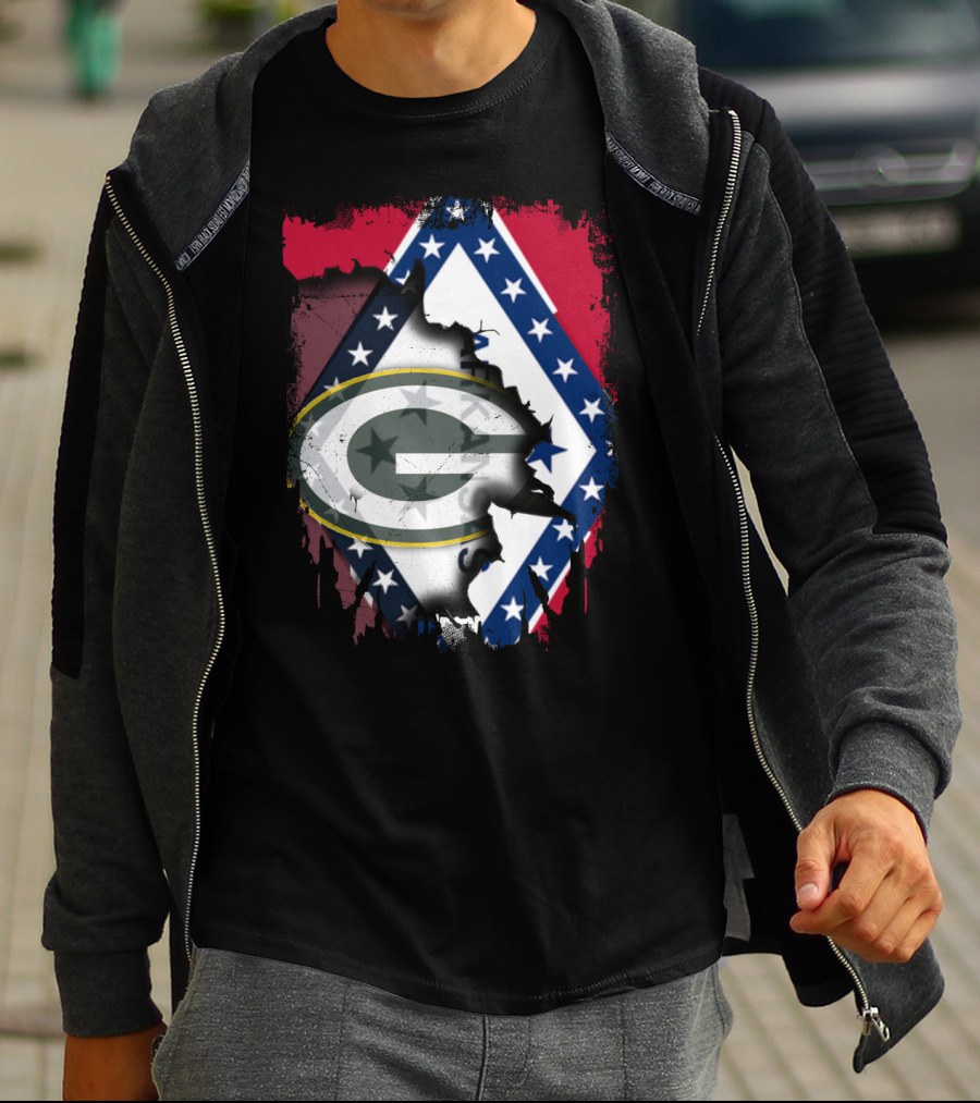 Together Arkansas Green Bay Packers Flag Fusion T-Shirt