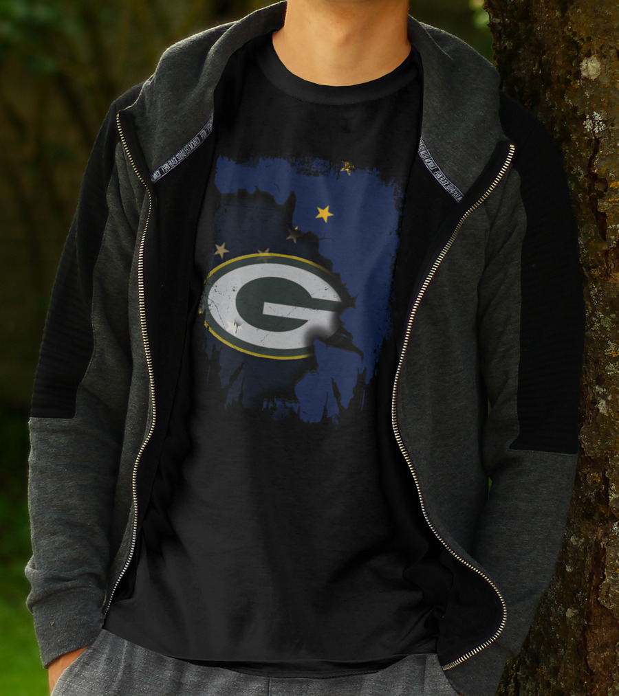 Alaska And Packers United With Green Bay Logo And Stars T-Shirt