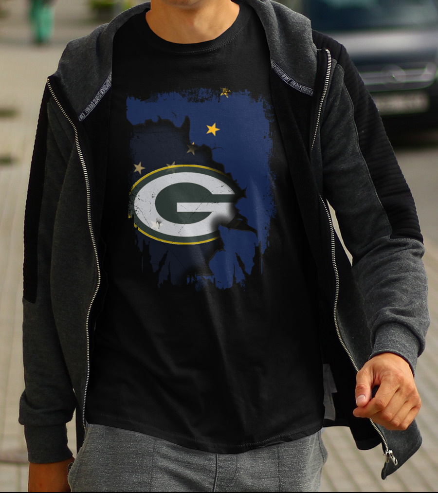 Alaska And Packers United With Green Bay Logo And Stars T-Shirt