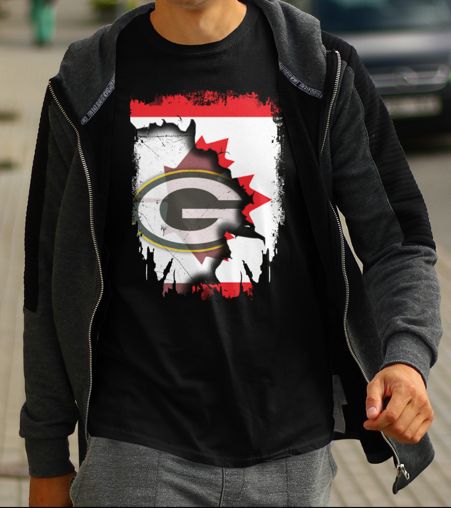 Canada Green Bay Packers Flag Fusion T-Shirt