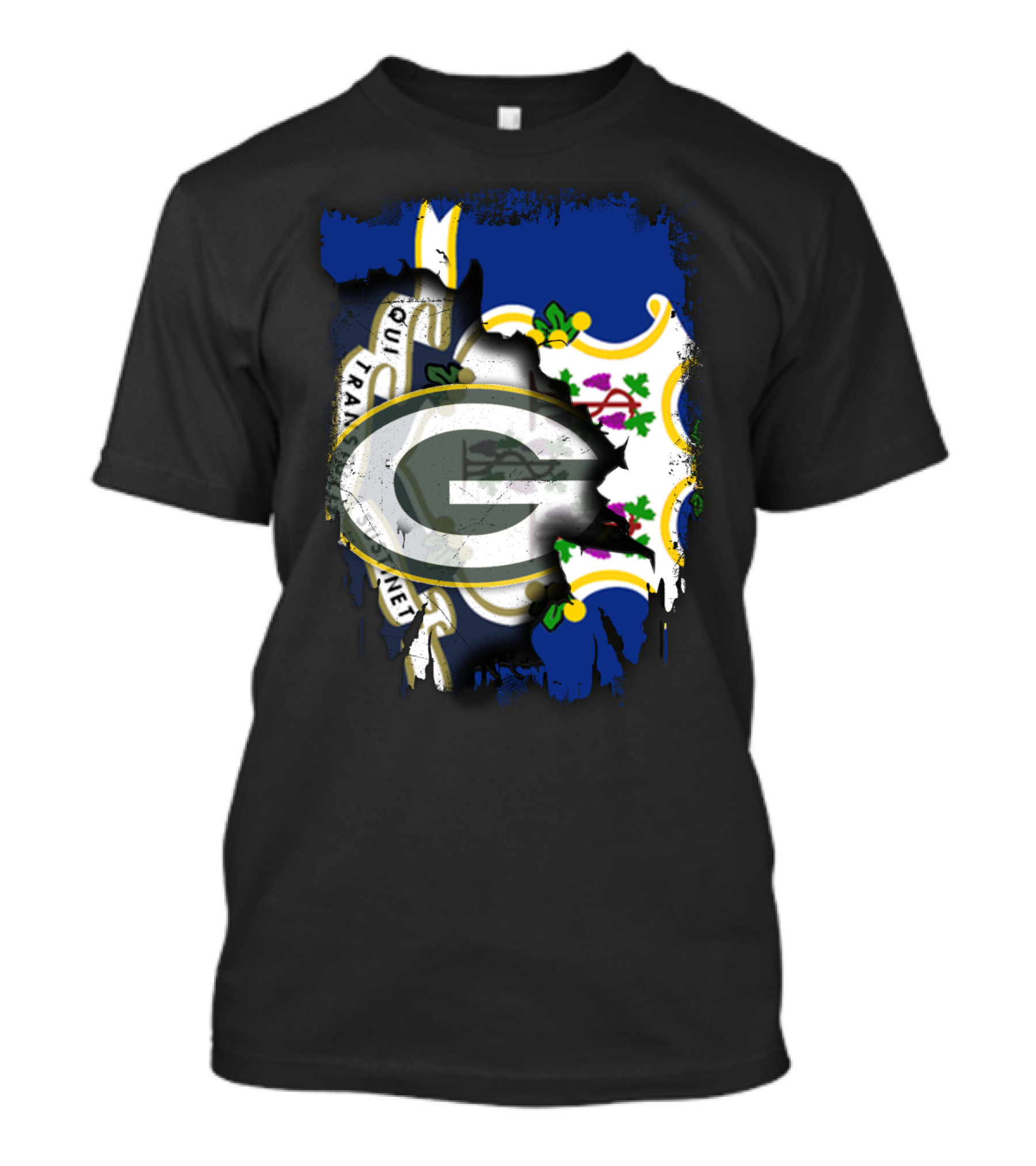 Connecticut Pride With Green Bay Packers Logo Fusion T-Shirt