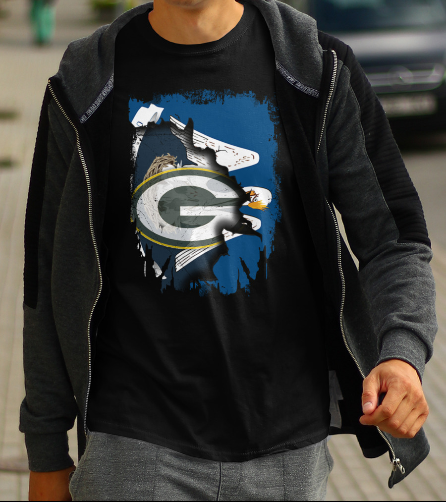 Together Louisiana With Packers And Eagle Football Fusion T-Shirt