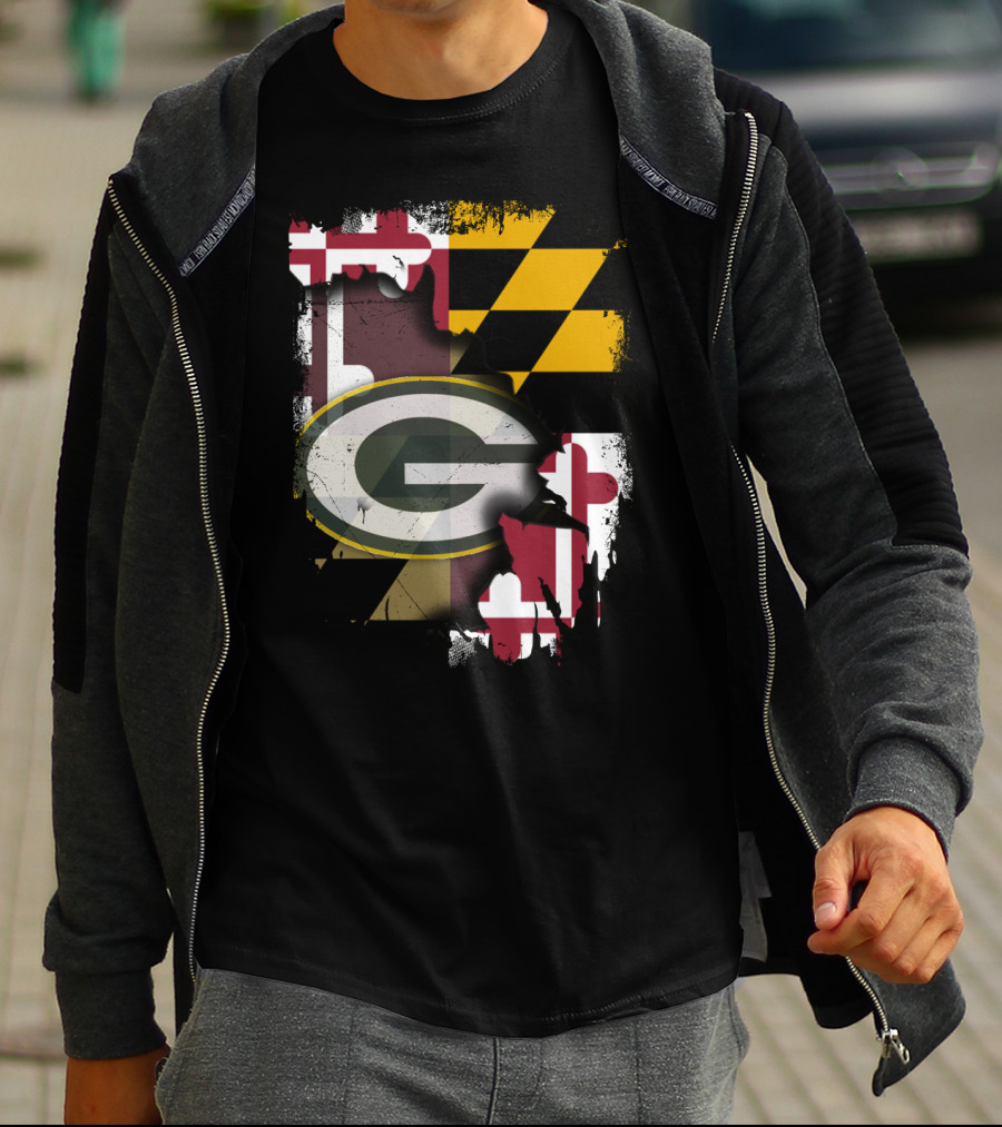 Together Maryland Flag With Green Bay Packers T-Shirt