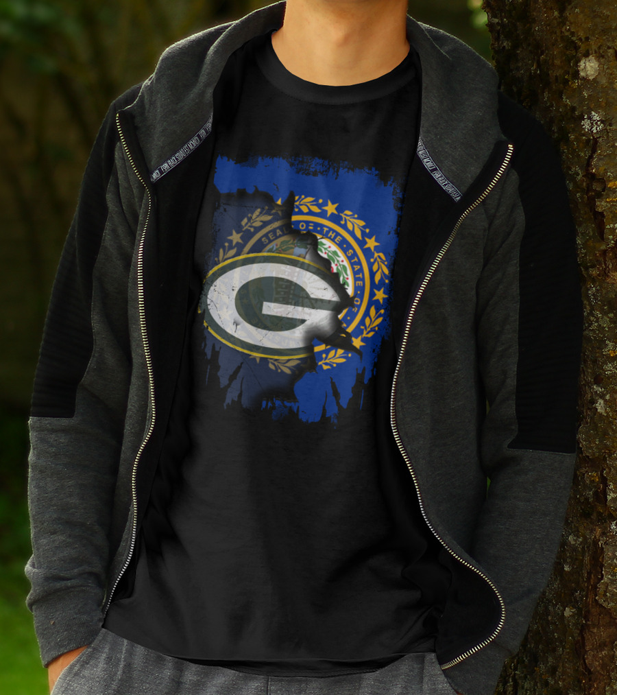 Together New Hampshire With Green Bay Packers State Seal Fusion T-Shirt