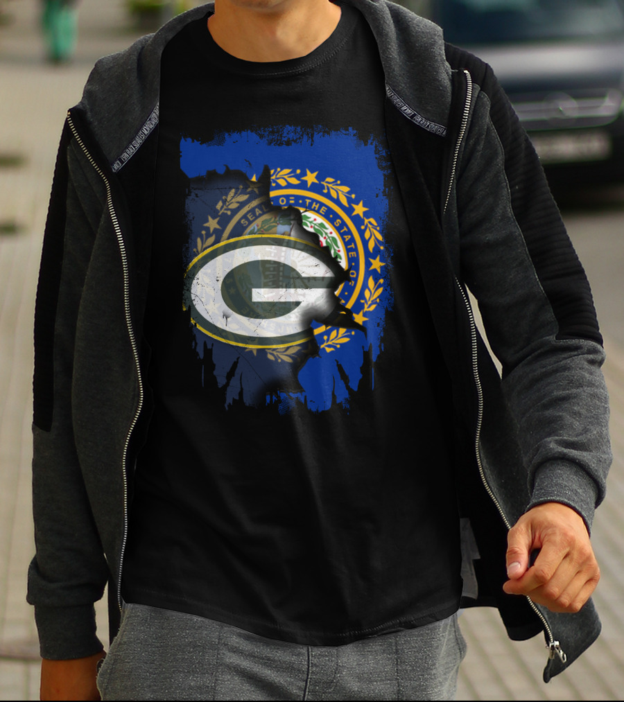 Together New Hampshire With Green Bay Packers State Seal Fusion T-Shirt