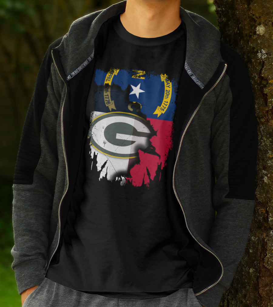 Together North Carolina Flag Green Bay Packers Collaboration T-Shirt