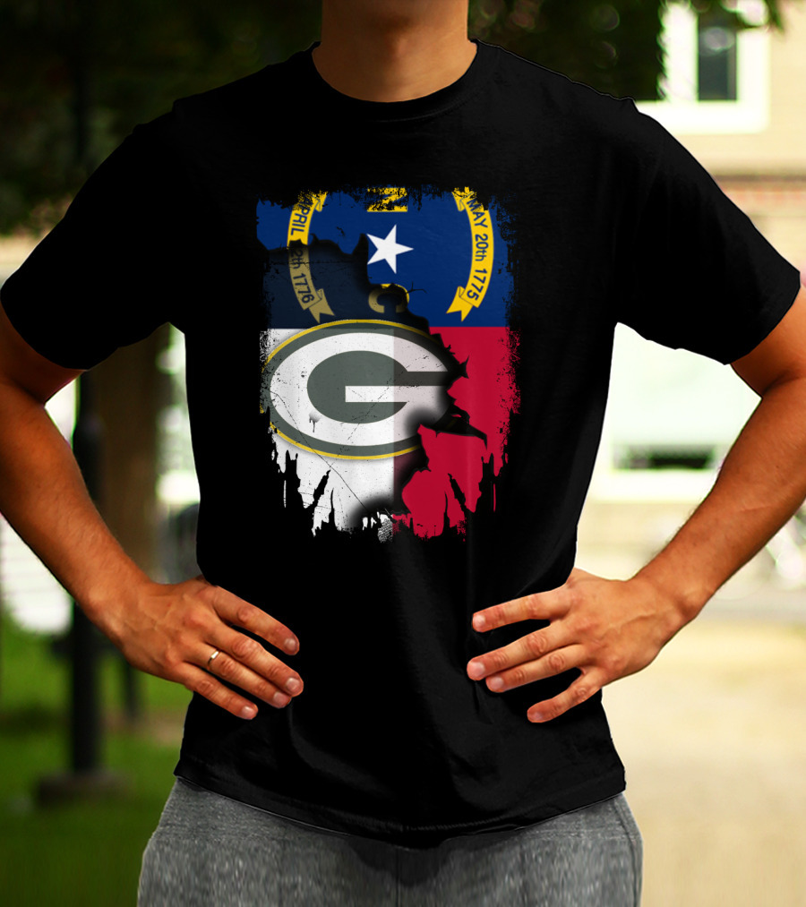Together North Carolina Flag Green Bay Packers Collaboration T-Shirt