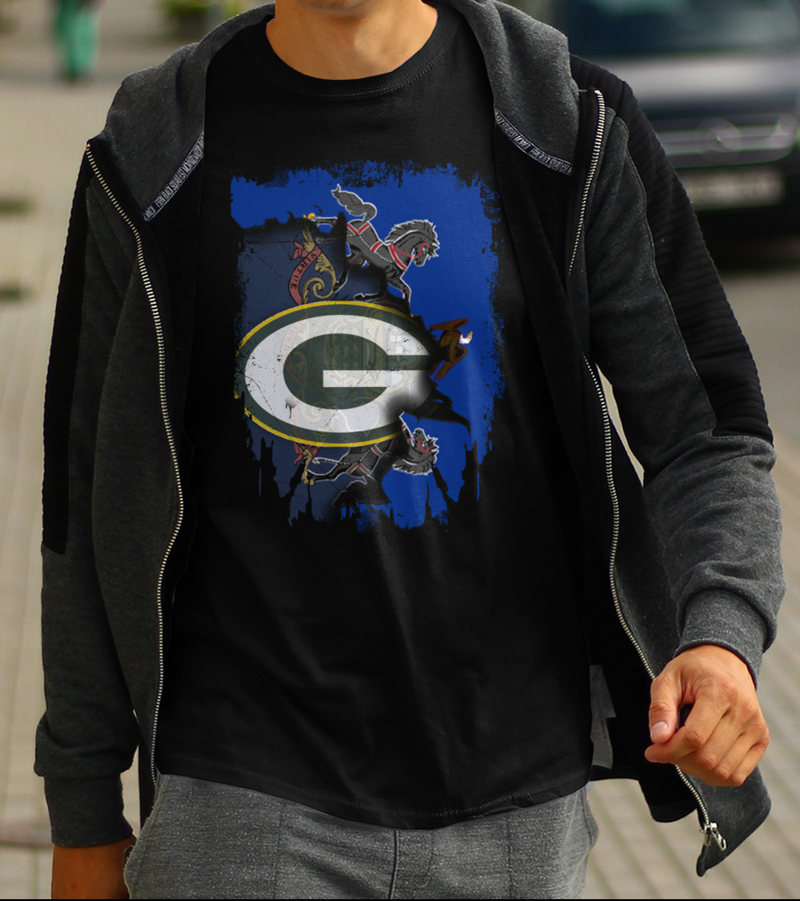 Green Bay Packers Logo Over Pennsylvania State Emblem T-Shirt