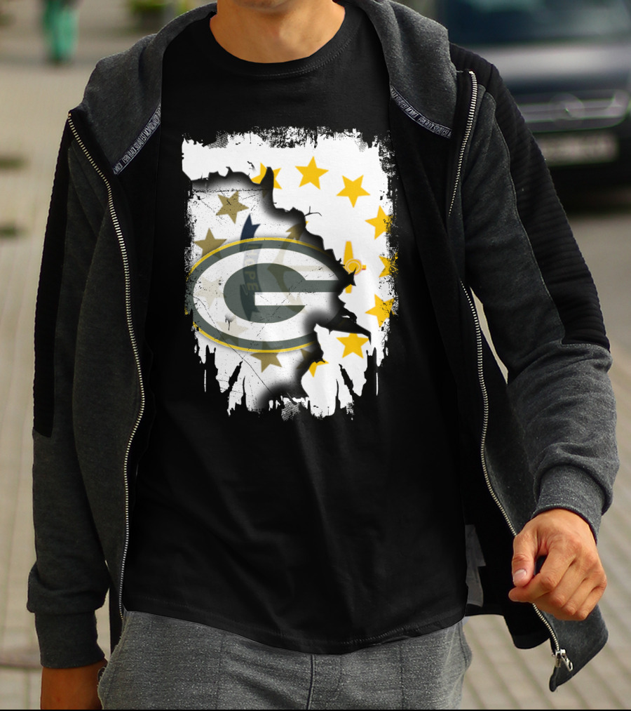 Together Rhode Island With Packers Stars Logo Fusion T-Shirt