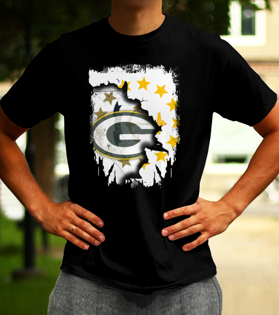 Together Rhode Island With Packers Stars Logo Fusion T-Shirt