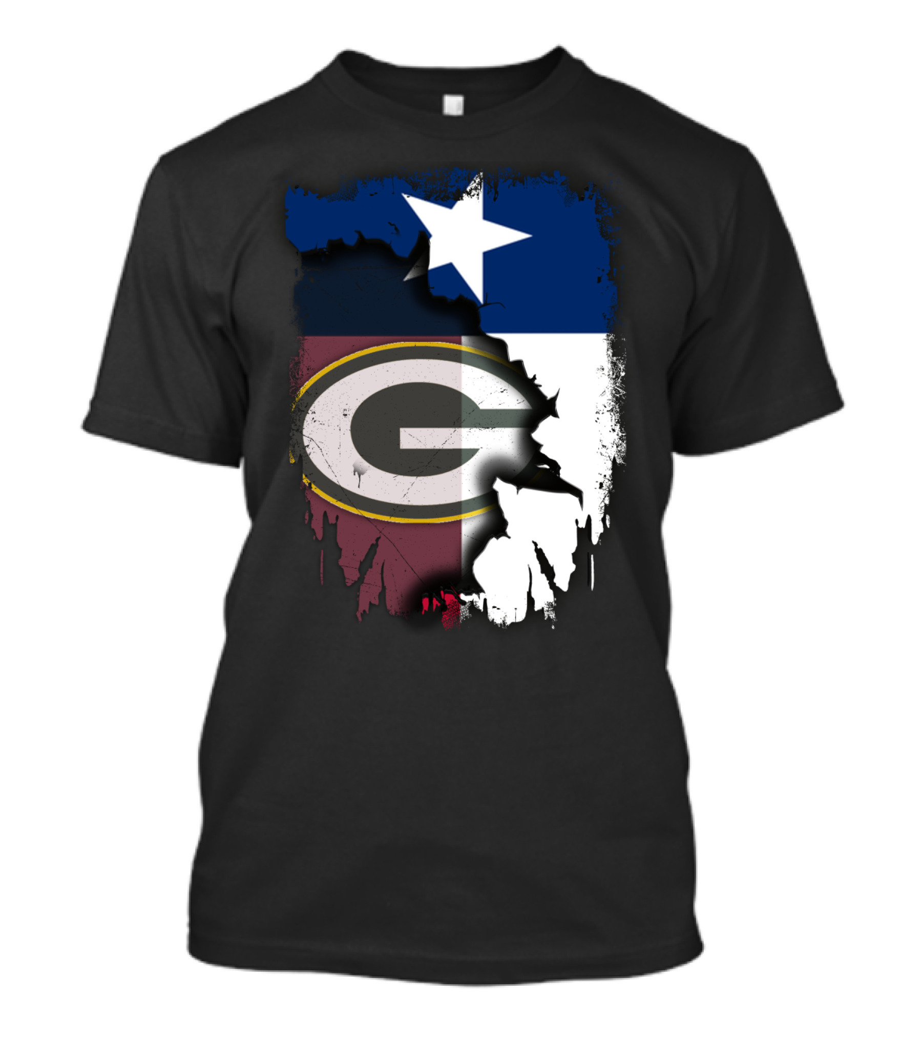 Together Texas Green Bay Packers Star Lone Star Flag T-Shirt