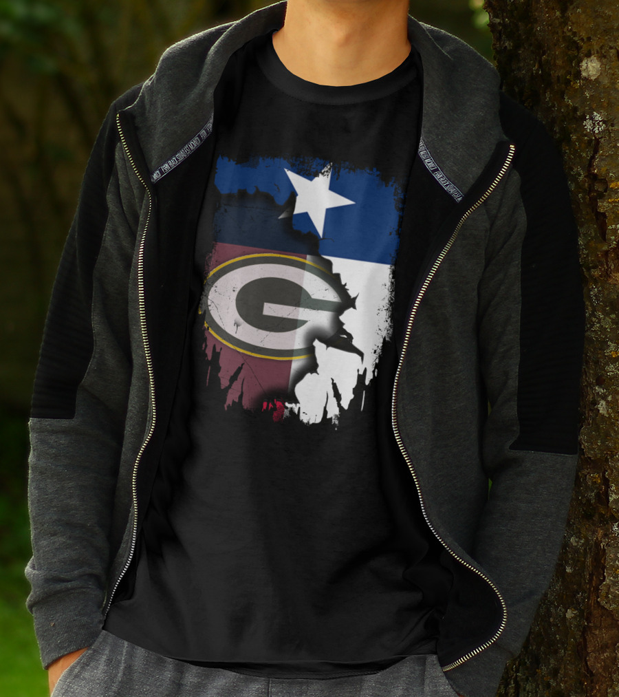 Together Texas Green Bay Packers Star Lone Star Flag T-Shirt