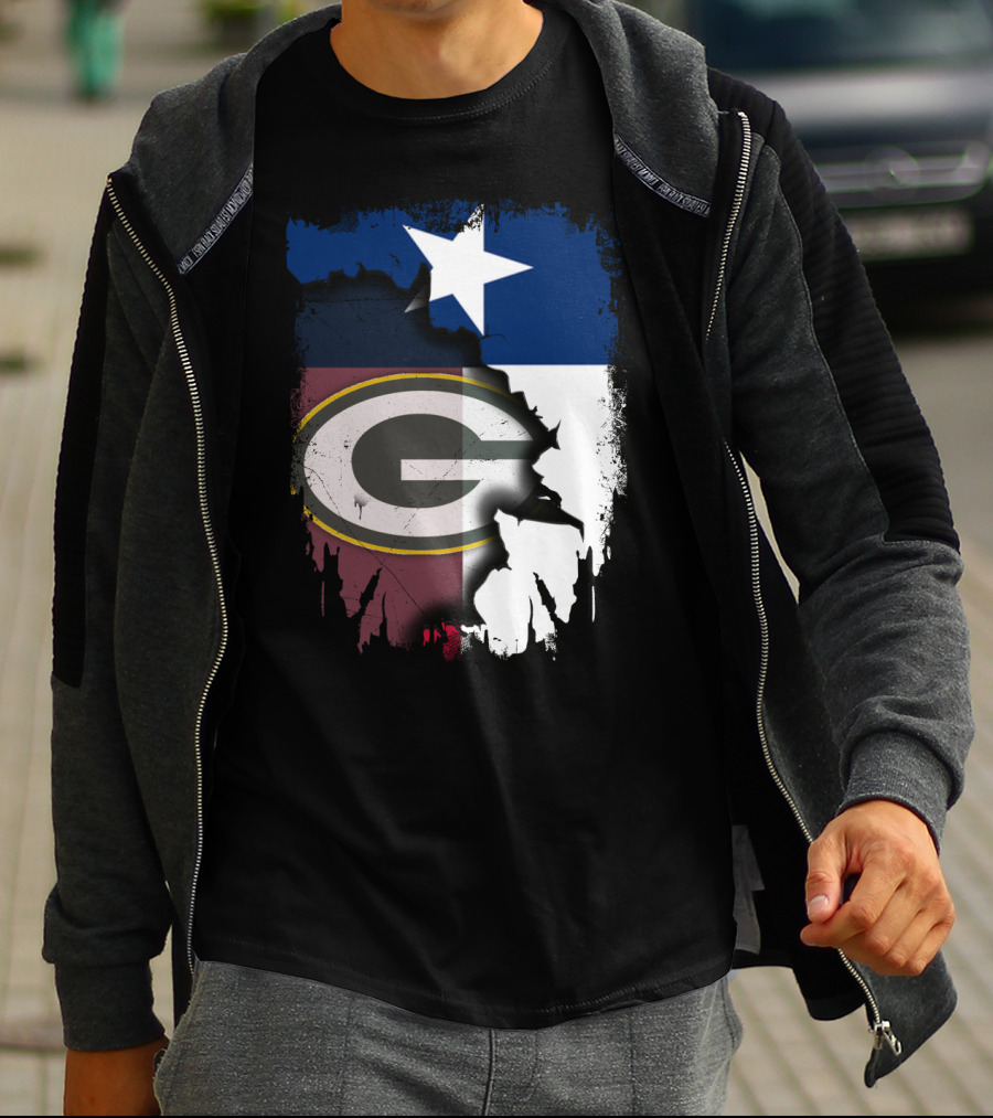 Together Texas Green Bay Packers Star Lone Star Flag T-Shirt