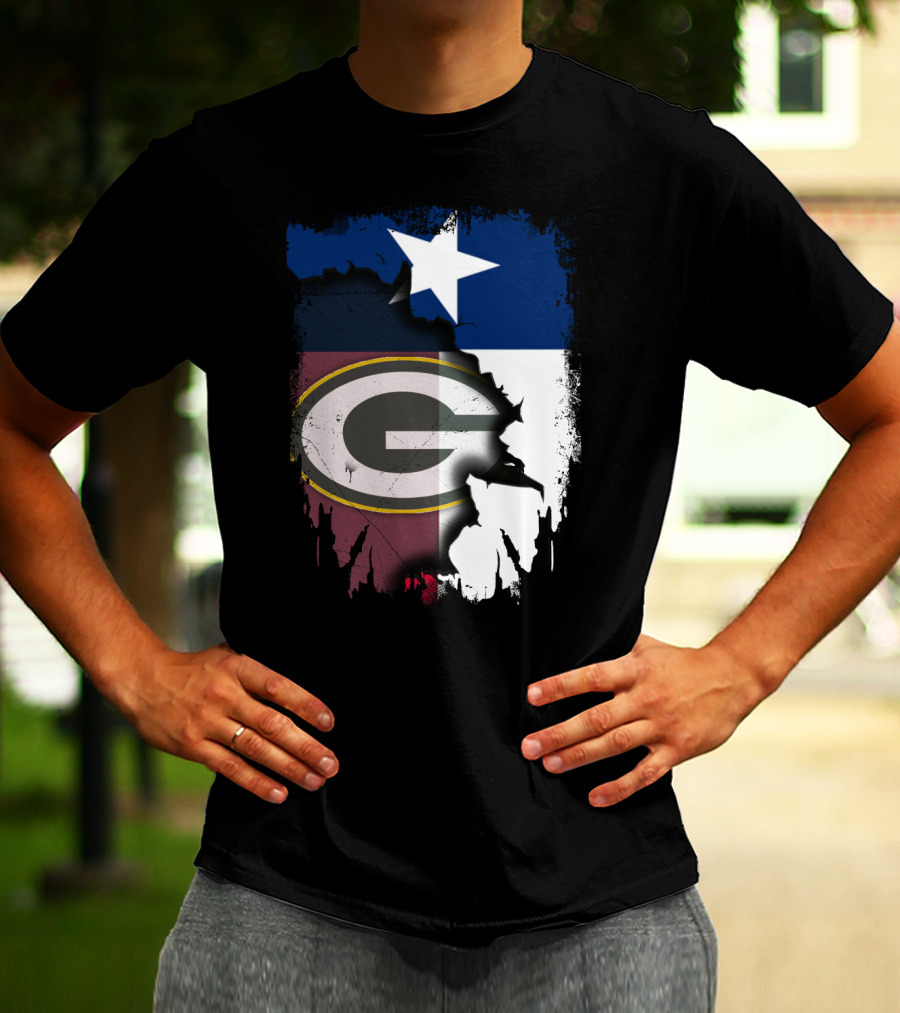 Together Texas Green Bay Packers Star Lone Star Flag T-Shirt