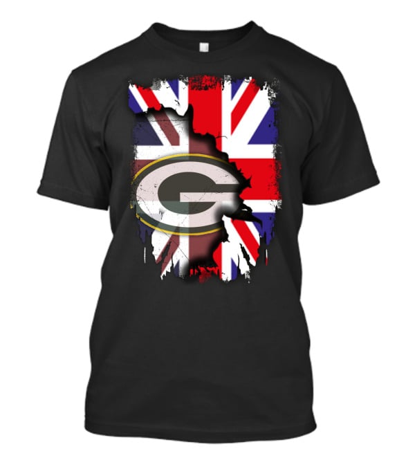United Kingdom Union Jack With Green Bay Packers T-Shirt