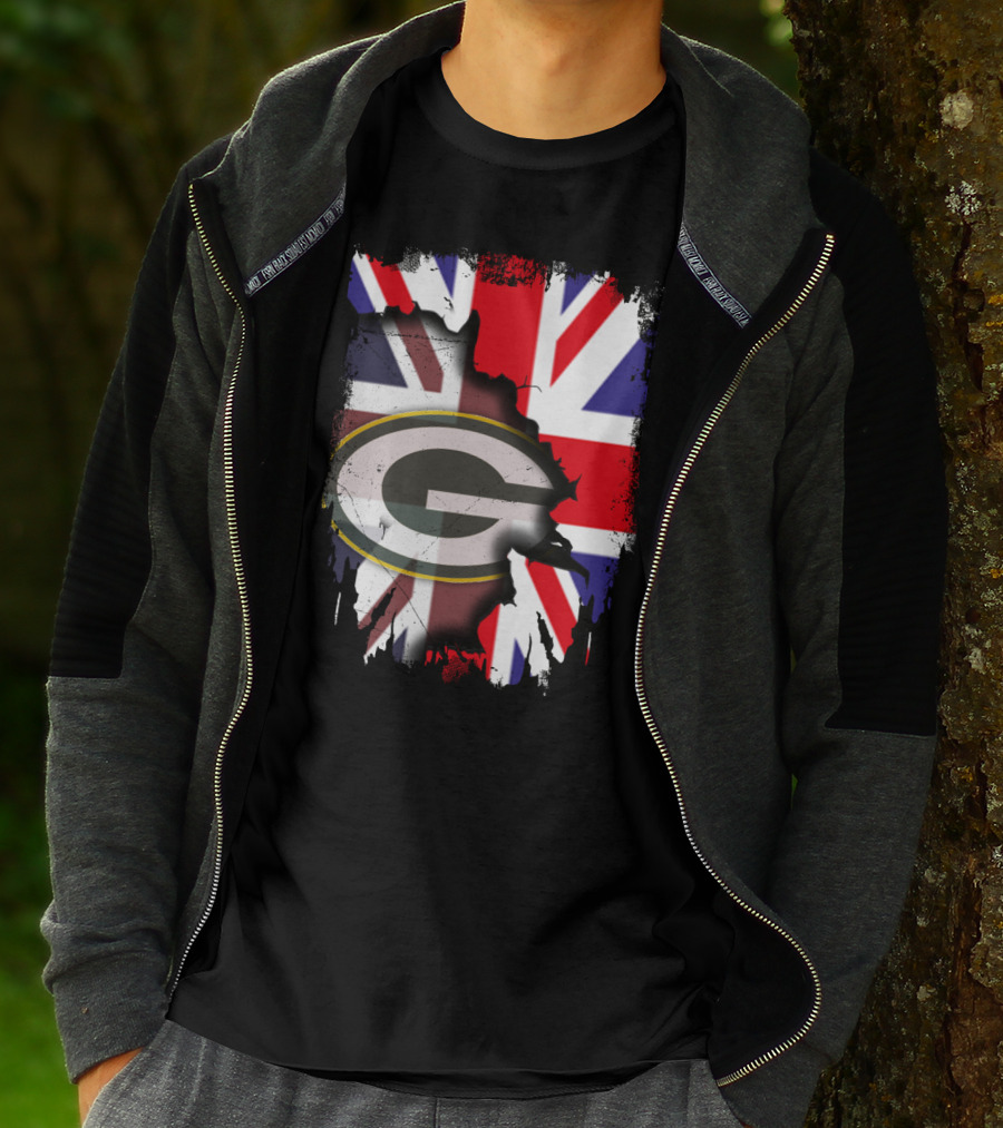 United Kingdom Union Jack With Green Bay Packers T-Shirt