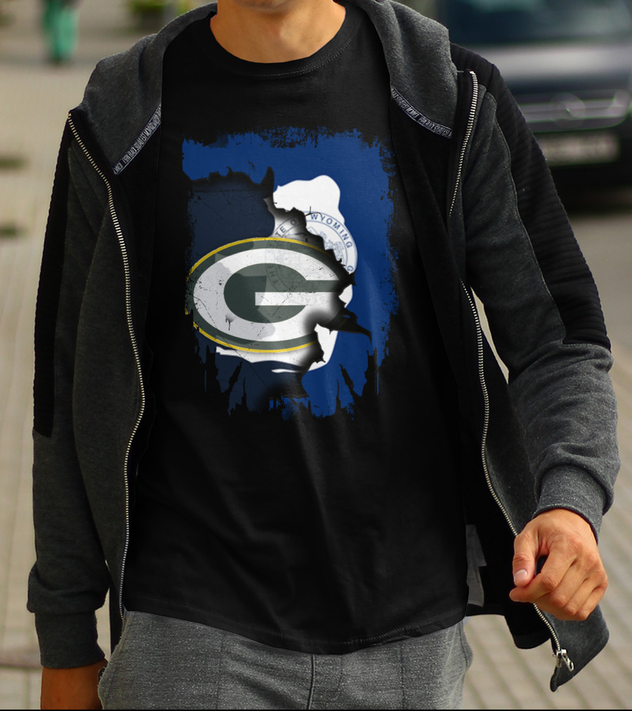 Wyoming State And Green Bay Packers Fusion T-Shirt