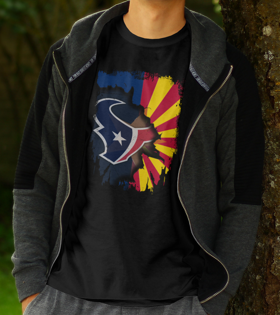 Arizona And Texans Unity With Star And Sunset Colors T-Shirt