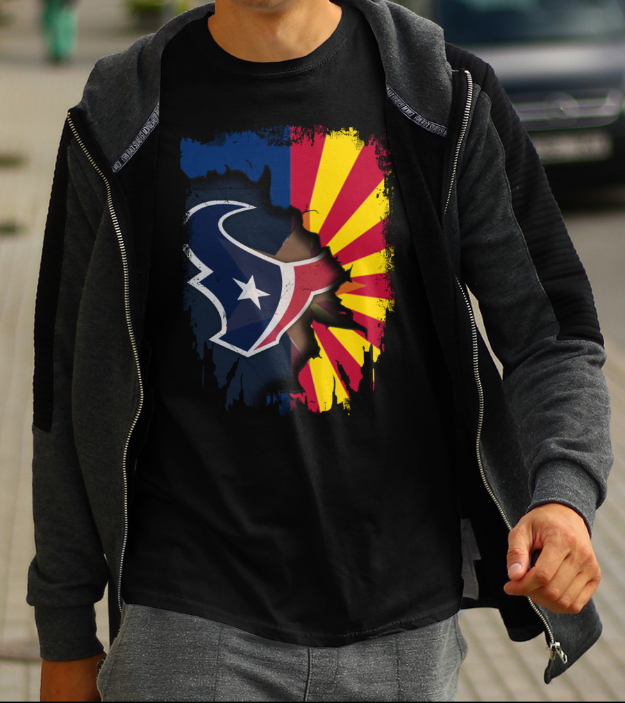 Arizona And Texans Unity With Star And Sunset Colors T-Shirt