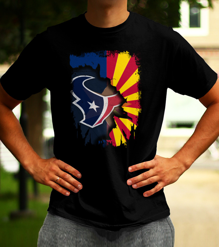 Arizona And Texans Unity With Star And Sunset Colors T-Shirt