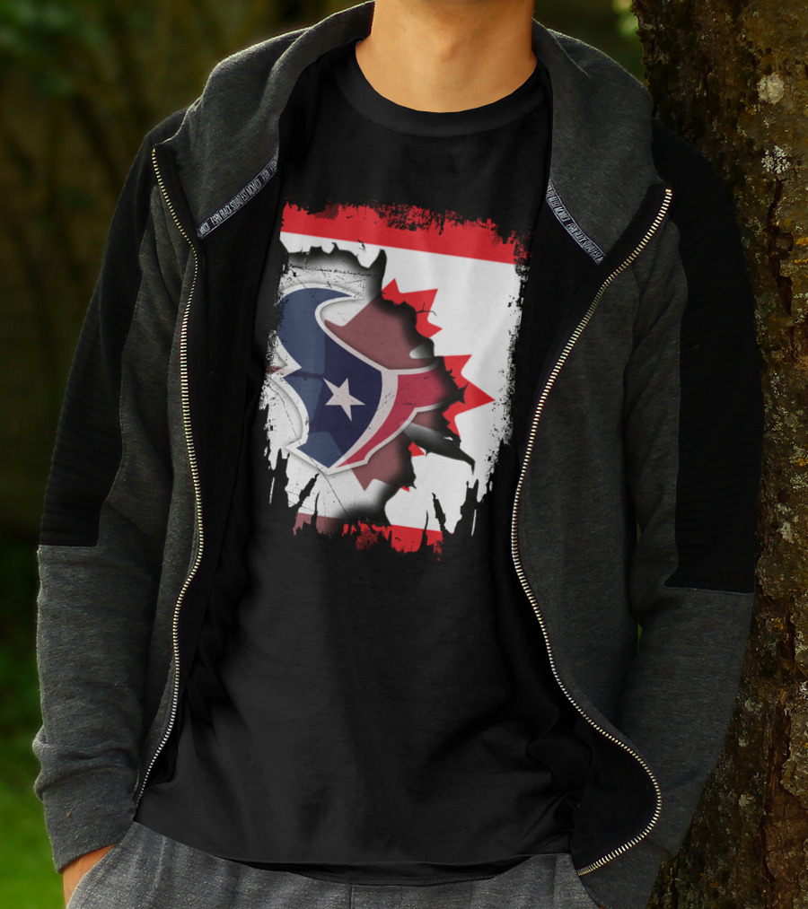 Together Canada With Texans Houston Football Emblem And Canadian Flag Integration T-Shirt