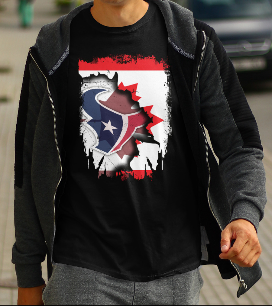 Together Canada With Texans Houston Football Emblem And Canadian Flag Integration T-Shirt