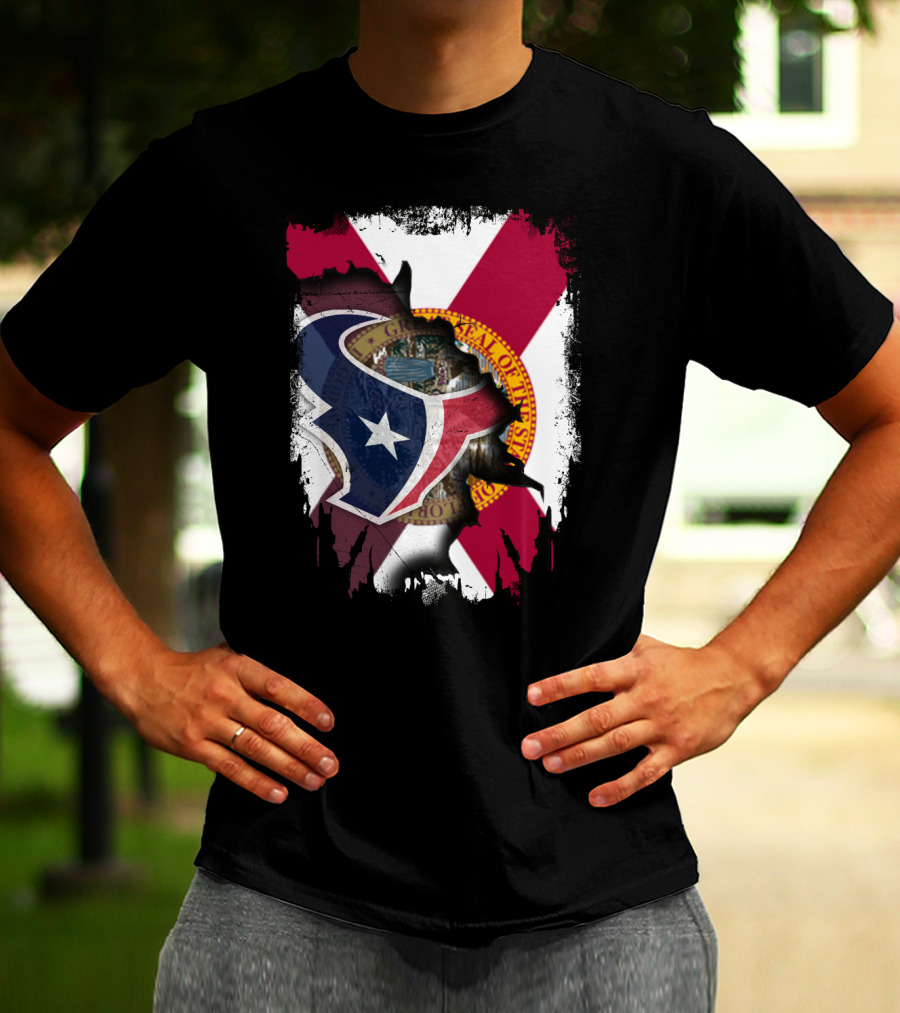 Florida Flag With Houston Texans Logo Fusion T-Shirt