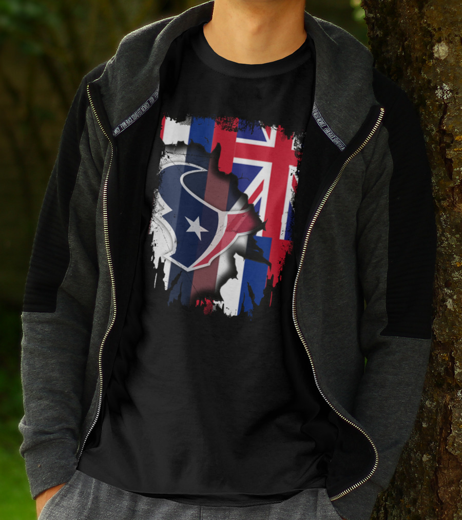 Hawaii Together With Texans Flag And Logo Collaboration T-Shirt