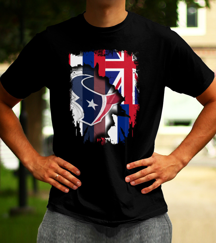 Hawaii Together With Texans Flag And Logo Collaboration T-Shirt