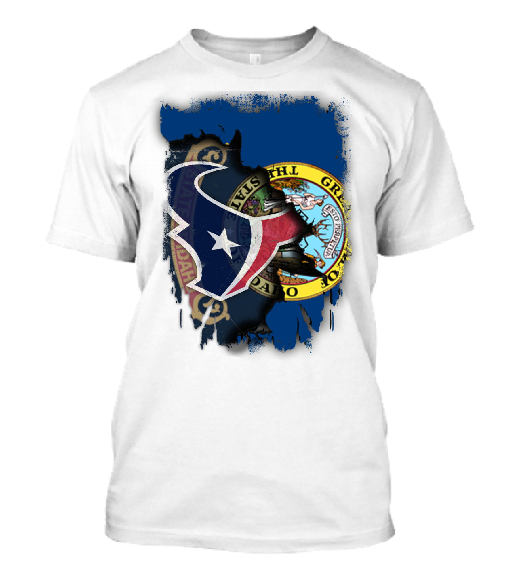 Idaho State Seal And Houston Texans Logo Fusion T-Shirt
