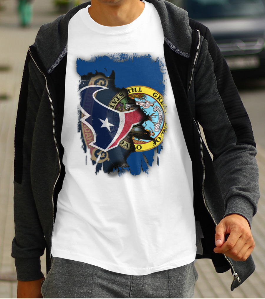 Idaho State Seal And Houston Texans Logo Fusion T-Shirt