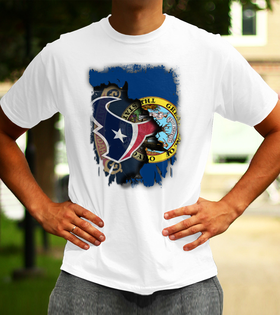 Idaho State Seal And Houston Texans Logo Fusion T-Shirt