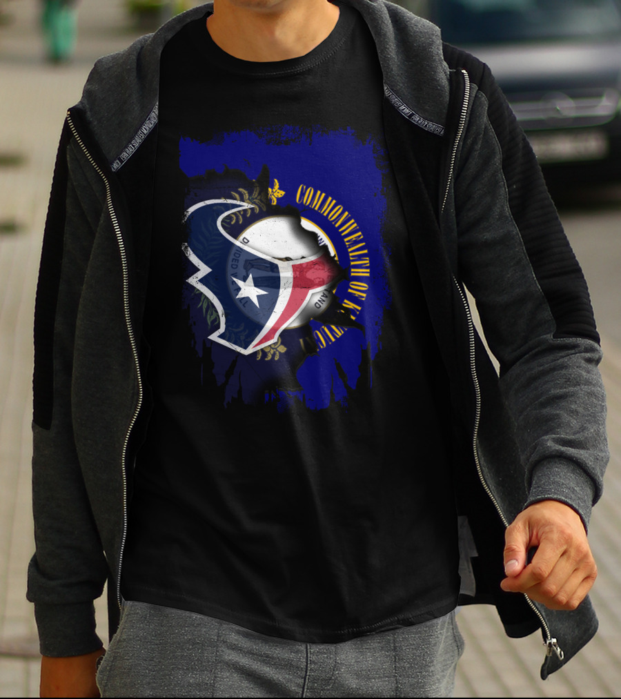 Commonwealth Of Kentucky With Texas Football Emblem T-Shirt