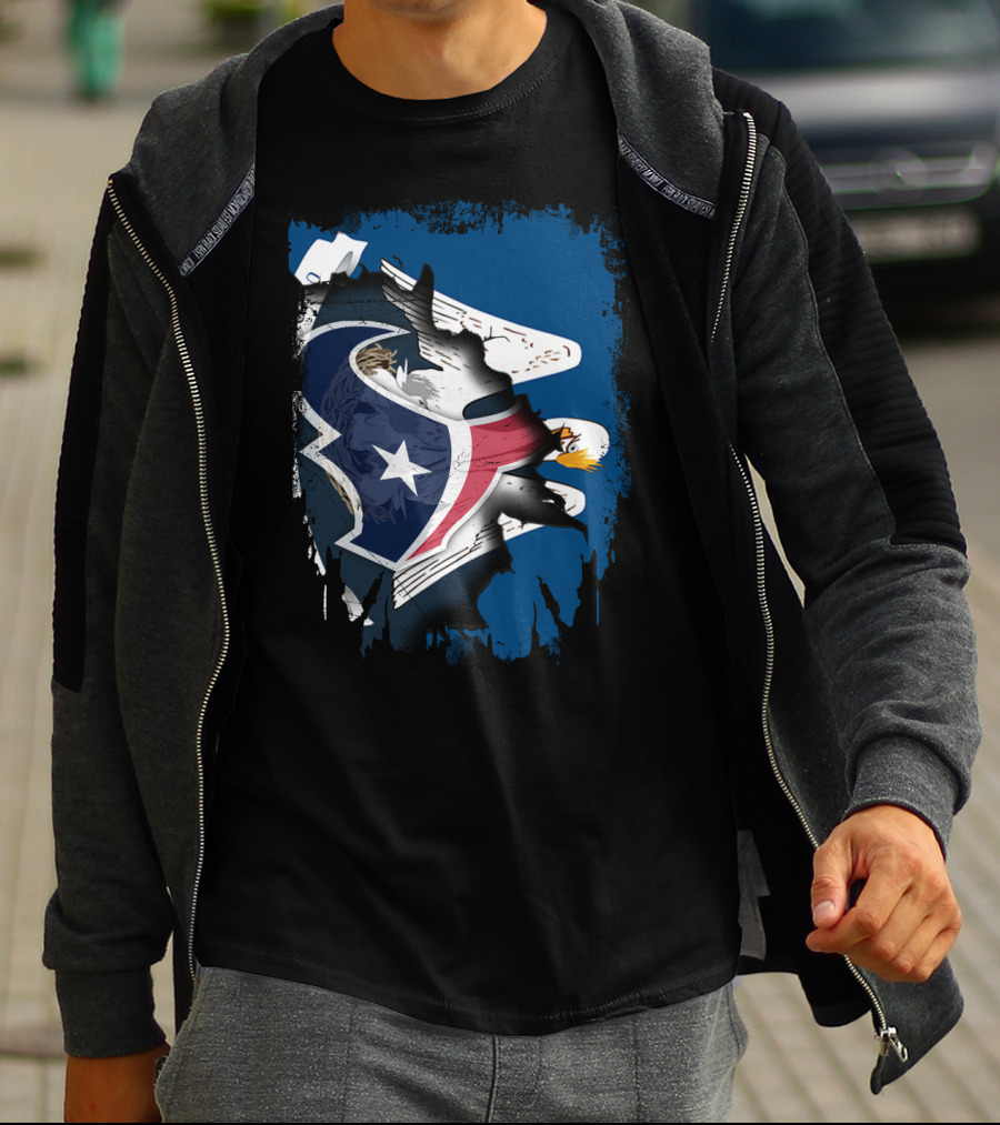 Together Louisiana With Texans Bald Eagle Hidden Flag Fusion T-Shirt