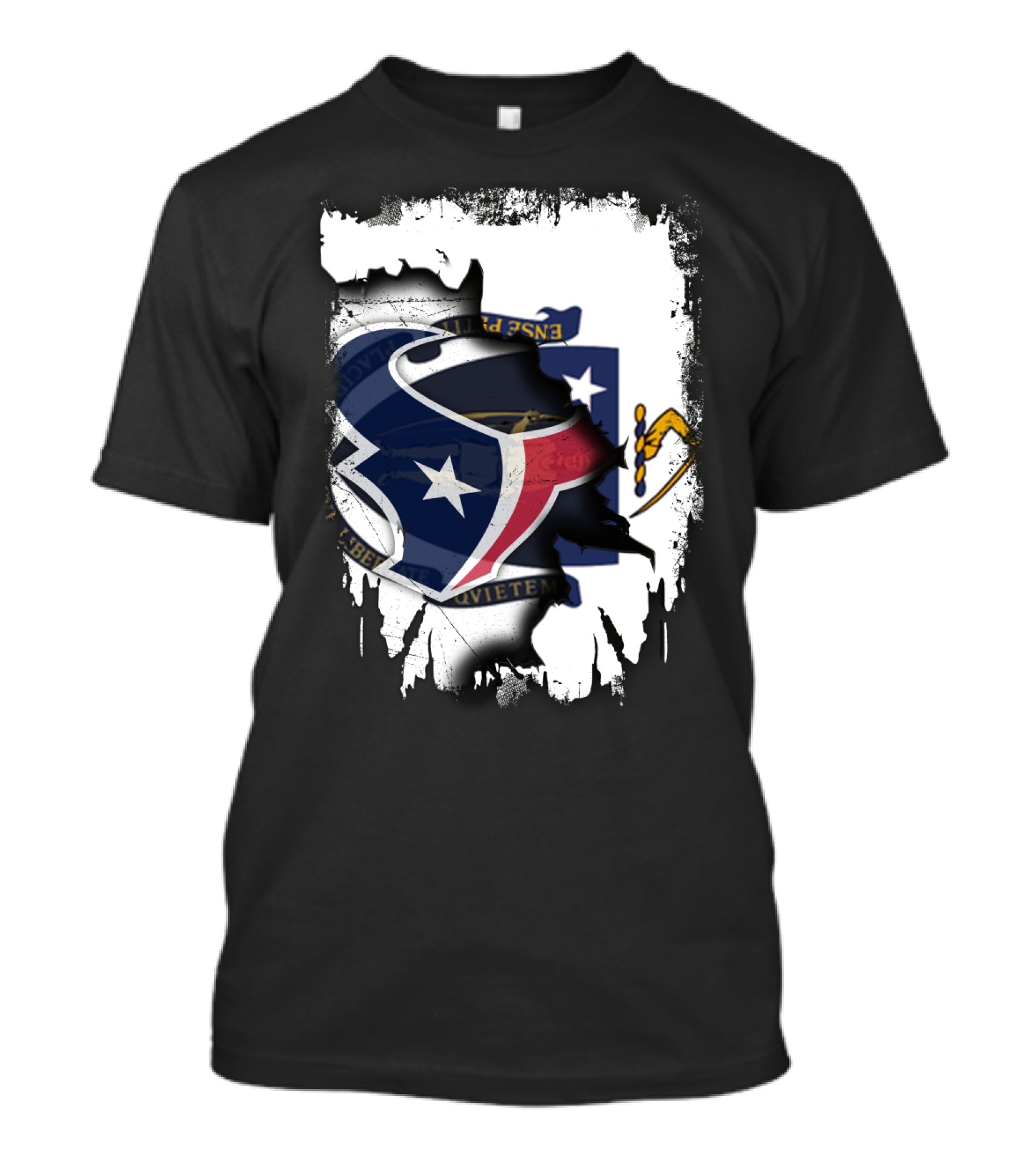 Massachusetts And Texans United With Flag And Logo Elements T-Shirt