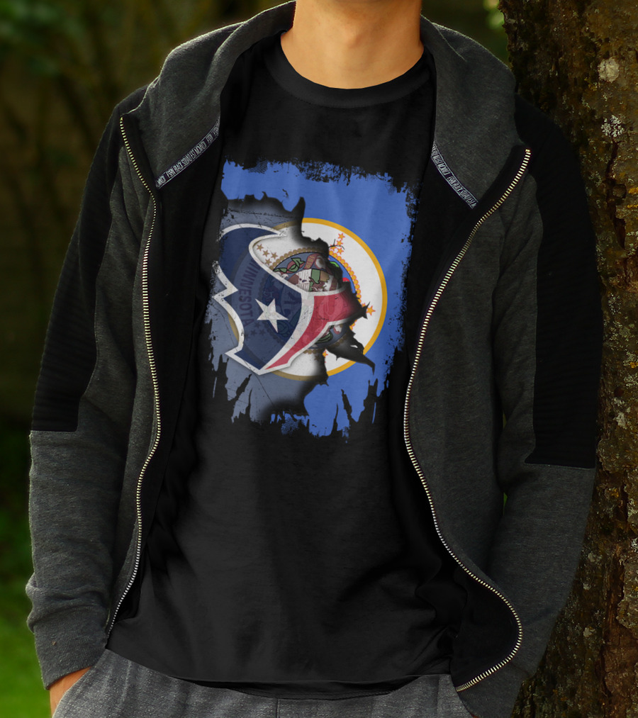 Minnesota And Texans United: Shield And Seal Fusion T-Shirt