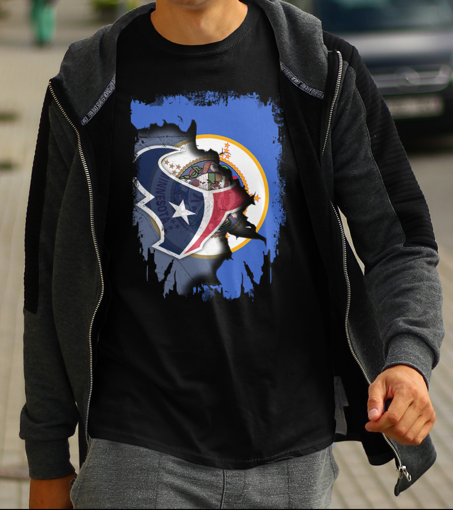 Minnesota And Texans United: Shield And Seal Fusion T-Shirt