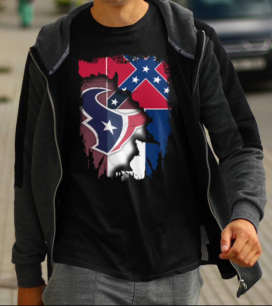 Mississippi Flags And Texans NFL Logo Integration T-Shirt