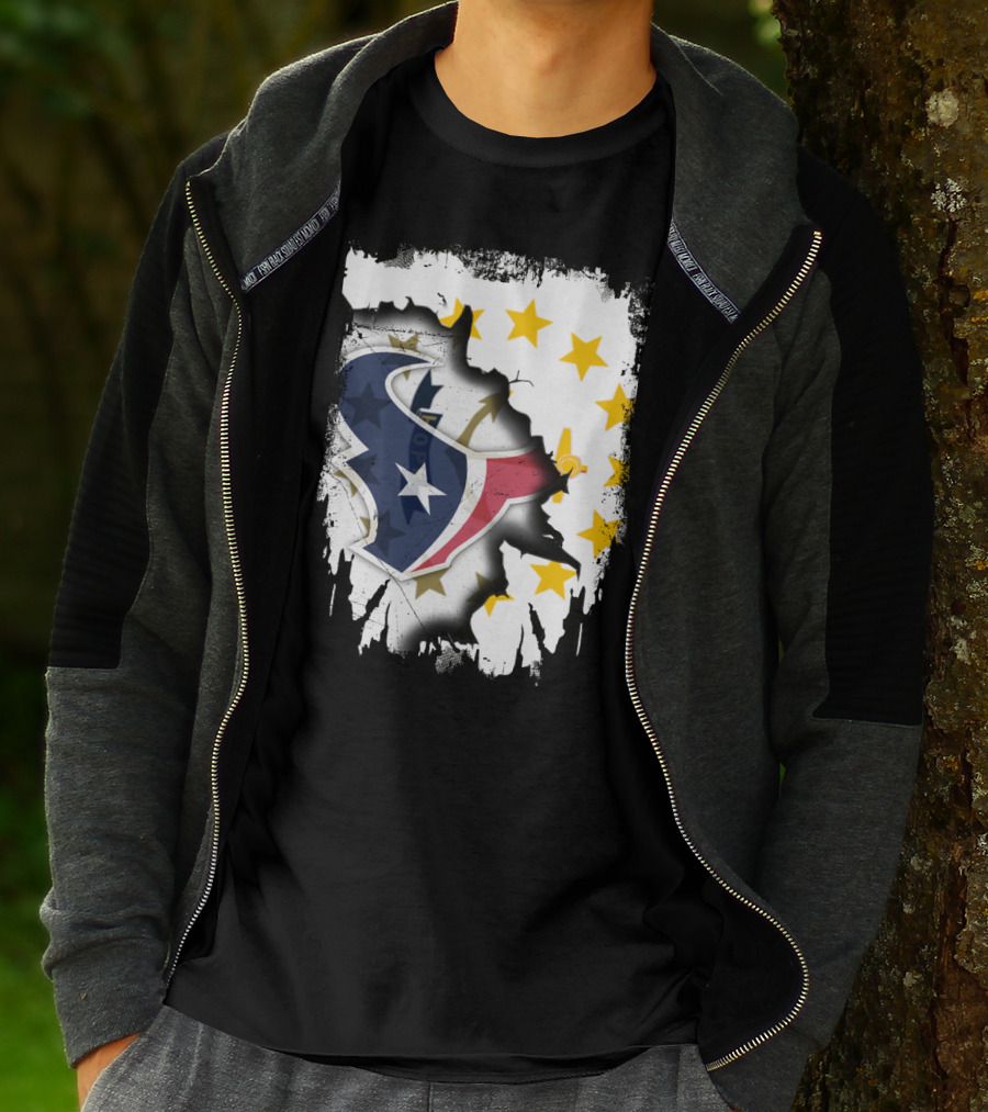 Rhode Island And Texans Star Logo Merge With Together T-Shirt